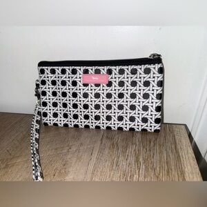Scout Black & White Geometric Wristlet with Pink Logo Patch